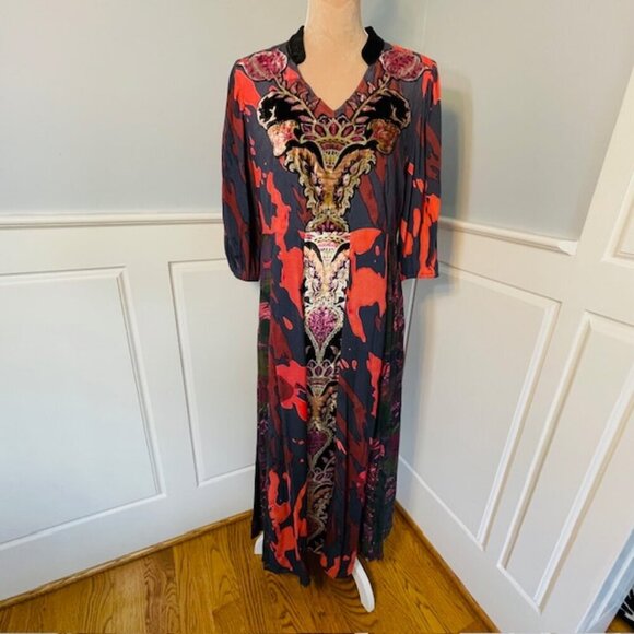 Soft Surroundings Epiphany Gothic Art Nouveau Velvet Maxi Dress 8 Petite - Picture 2 of 10